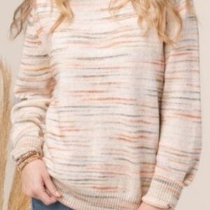 Marled Striped Mid-Weight Sweater, P.S. KATE Brand, NWOT, S(Relaxed), LOVELY🩷